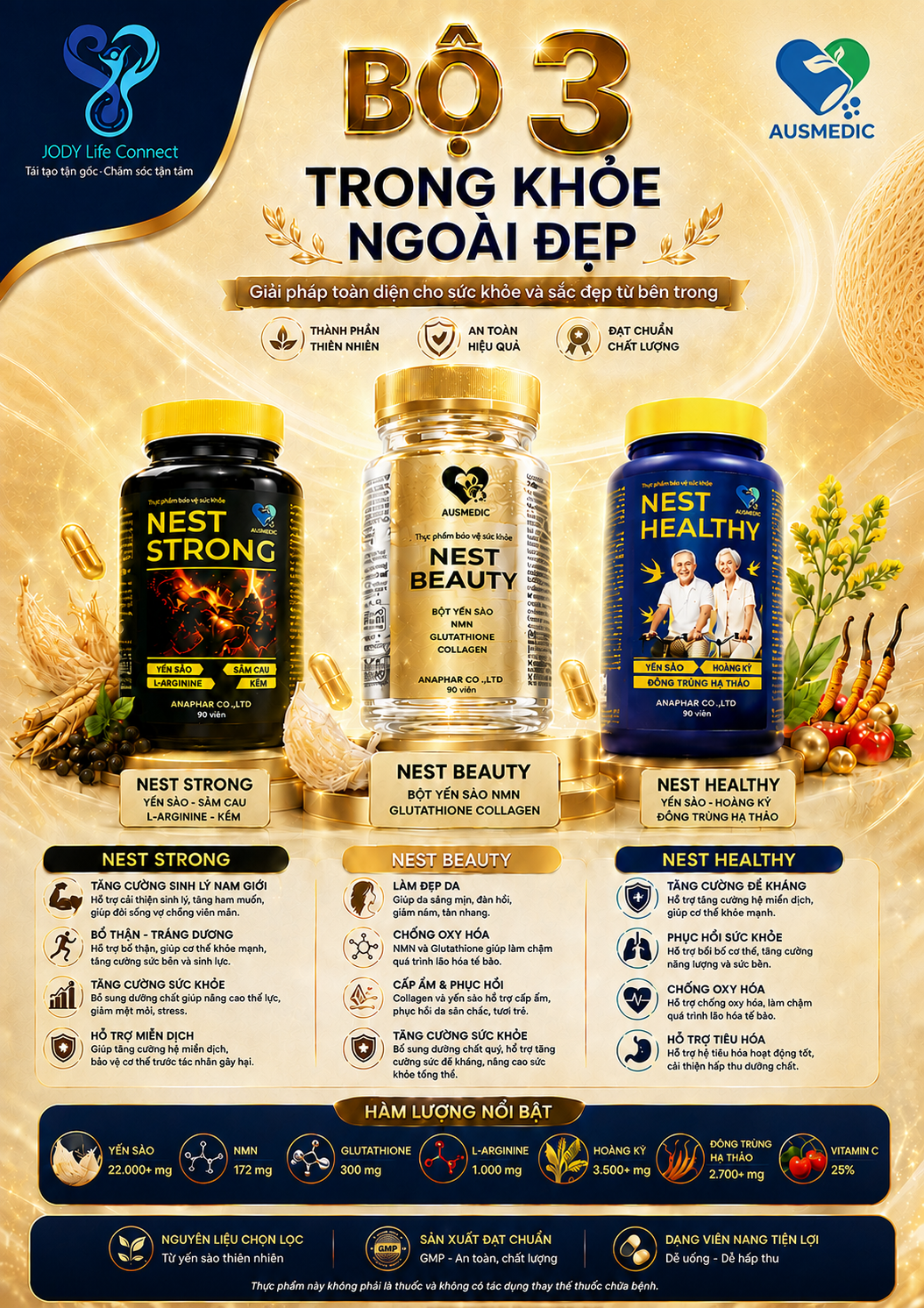 COMBO 3: 1 NEST STRONG + 1 NEST BEAUTY + 1 NEST HEALTHY